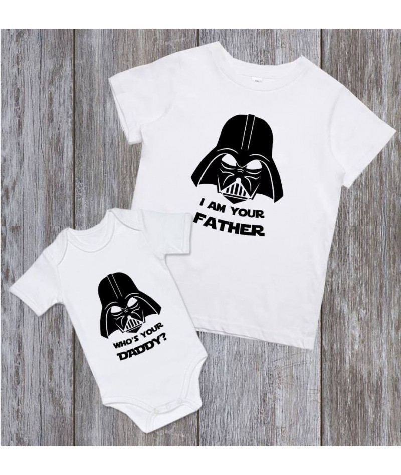 Mens T Shirt & Baby Bodysuit Zarlivia Clothing Baby Vader & Daddy Vader Matching Father Baby Gift Set 
